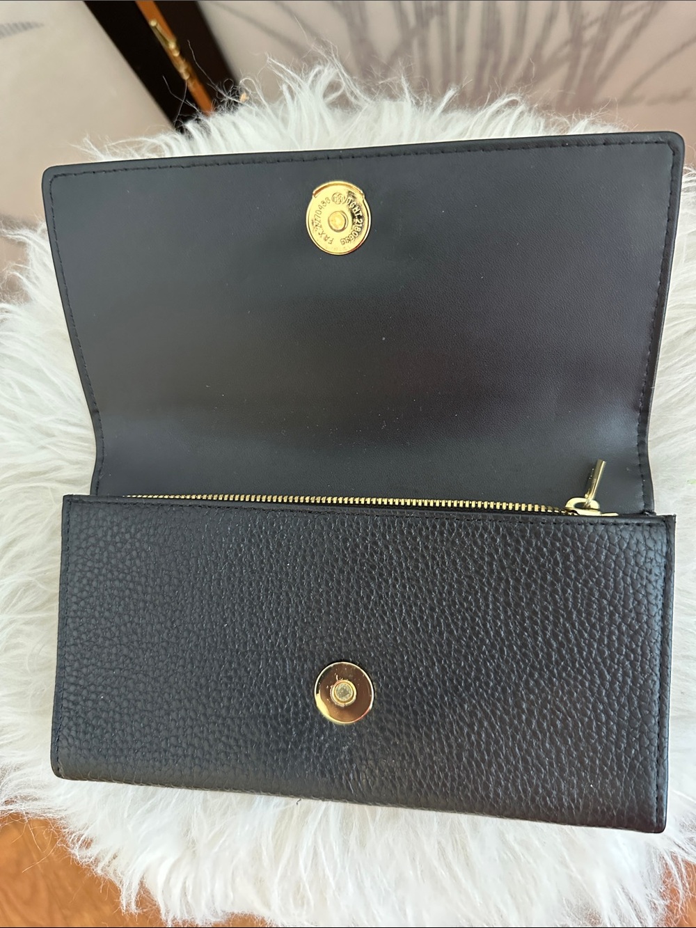 Ted Baker Black Leather Continental Wallet with Gold Logo (missing “A) - Picture 2 of 7